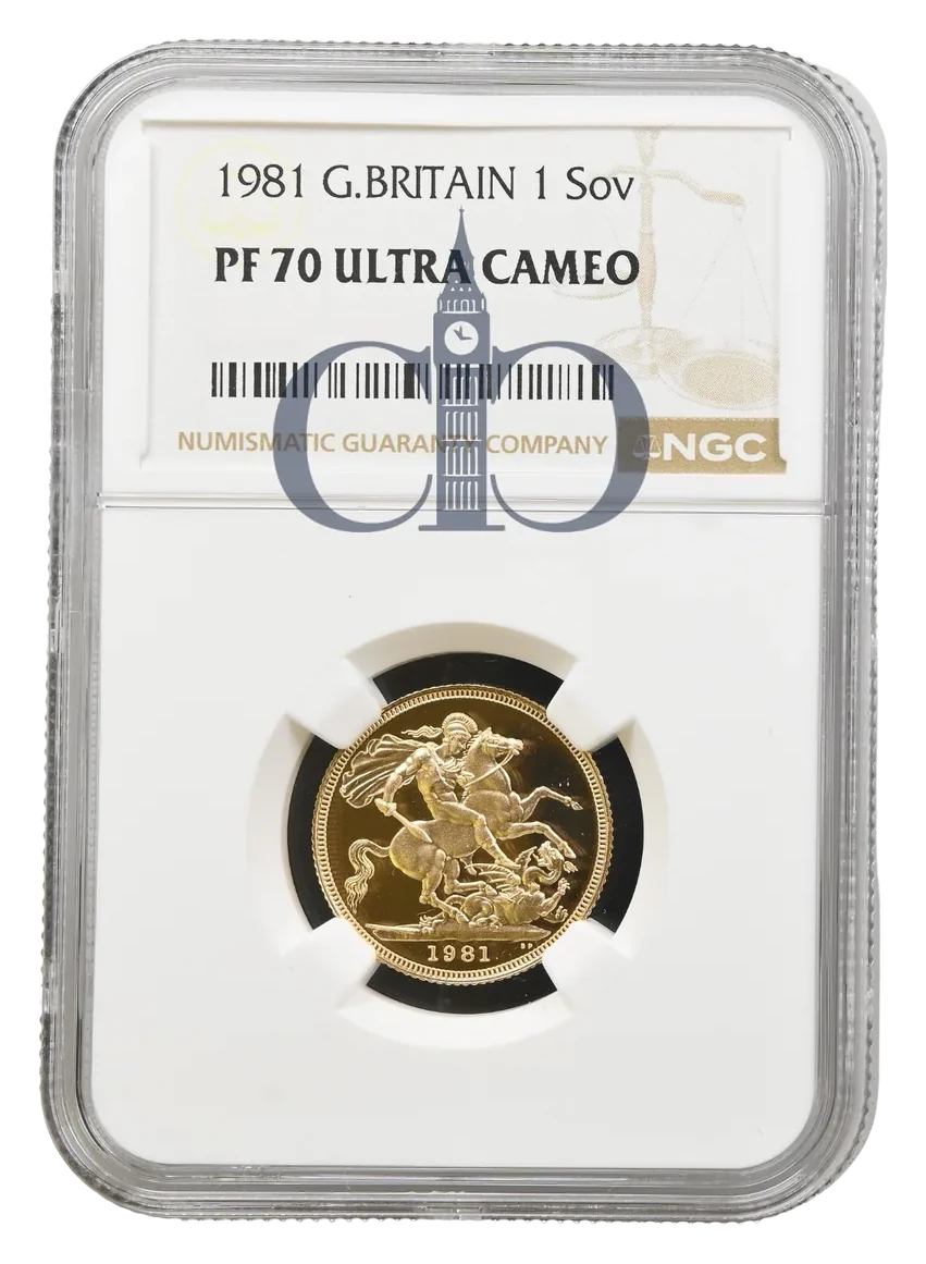 1981 Full Sovereign Proof reverse by Benedetto Pistrucci
